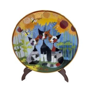 Goebel Rosine Wachtmeister Tre Gatti E Girasole 3.75” Mini Cat Plate Germany